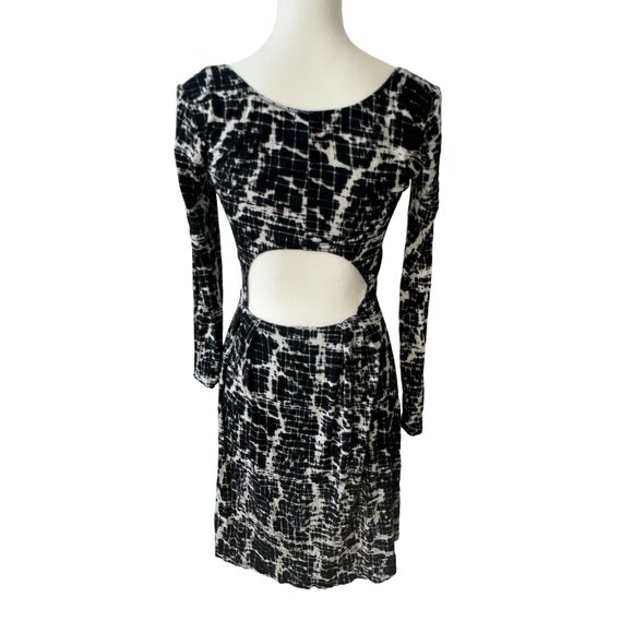 SILENCE & NOISE Black Cream Print Long Sleeve Dress Size S - Picture 6 of 7